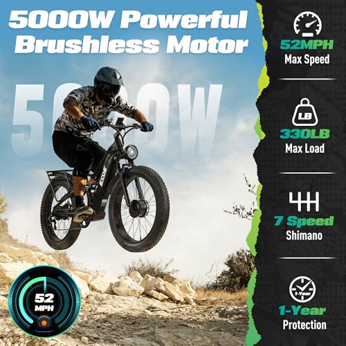 Dual Motor Electric Bike 60V 32AH Battery 26x4 Fat Tire A594453