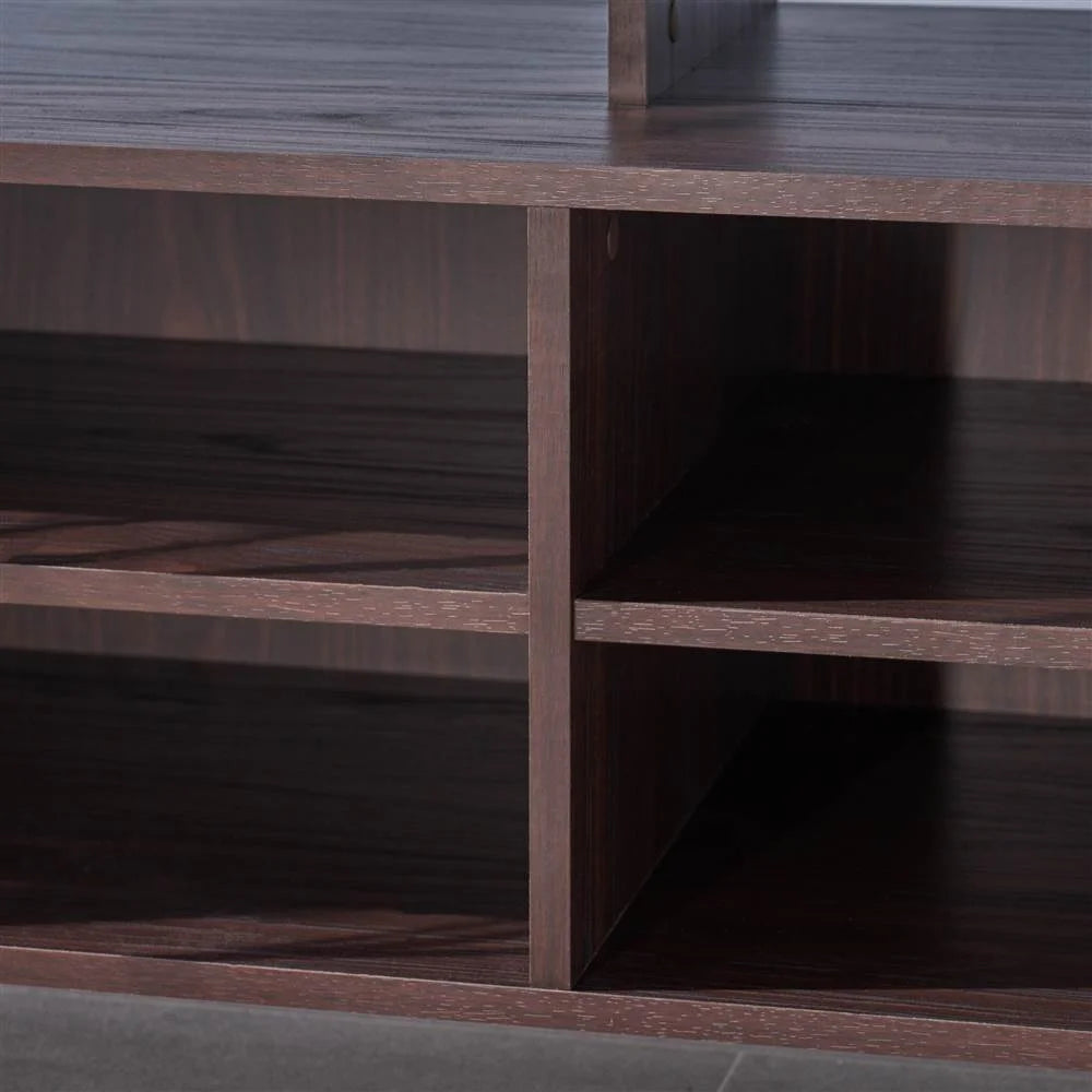 Faux Wood Overlay TV Stand in Dark Walnut E81627