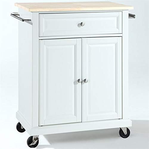 White Natural Wood Top Kitchen Cart T92540
