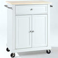 White Natural Wood Top Kitchen Cart T92540