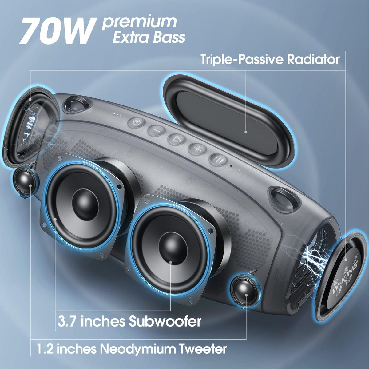 70W Portable Bluetooth Speaker with 13200mAh Power Bank G43456