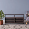 Faux Wood Overlay TV Stand in Dark Walnut E81627