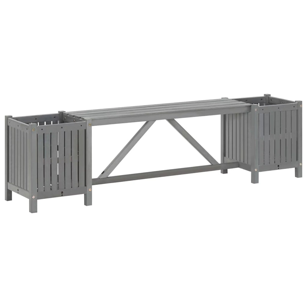 Acacia Wood Patio Bench with 2 Planters W775008