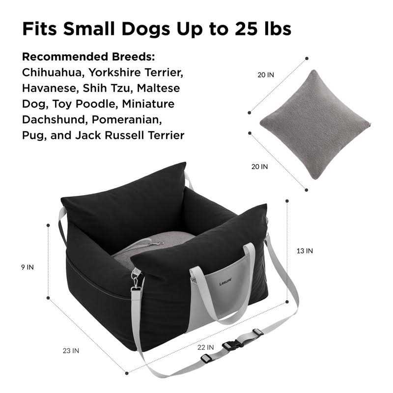 Small Dog Car Seat with Storage Pockets and Safety Leash D75462