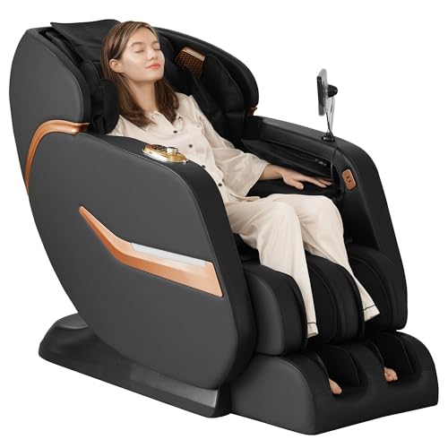 Zero Gravity SL-Track Shiatsu Full Body Massage Chair with Body Scan, Waist Heating, Bluetooth, Foot Rollers, 32 Airbags & Extended Footrest E4542