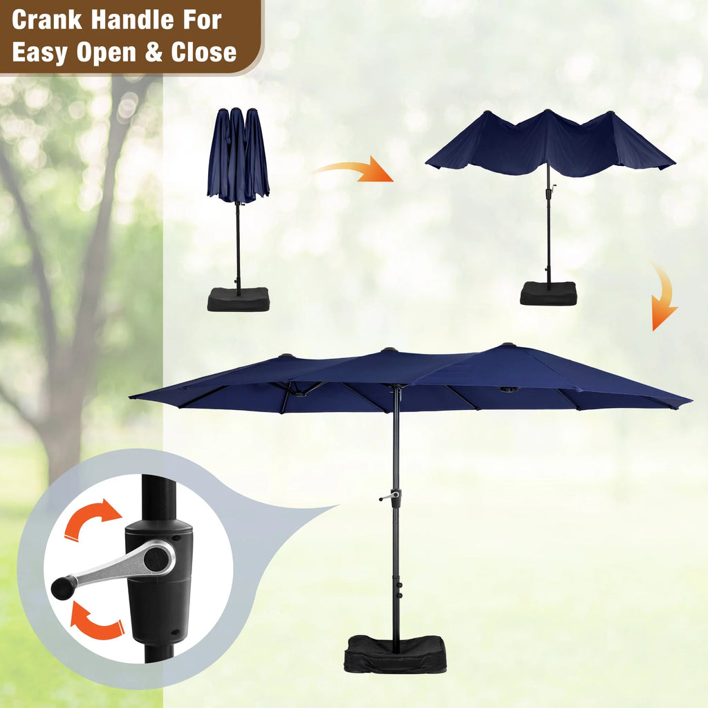 8-Piece Outdoor Patio Set with 13 ft Navy Umbrella Z1111