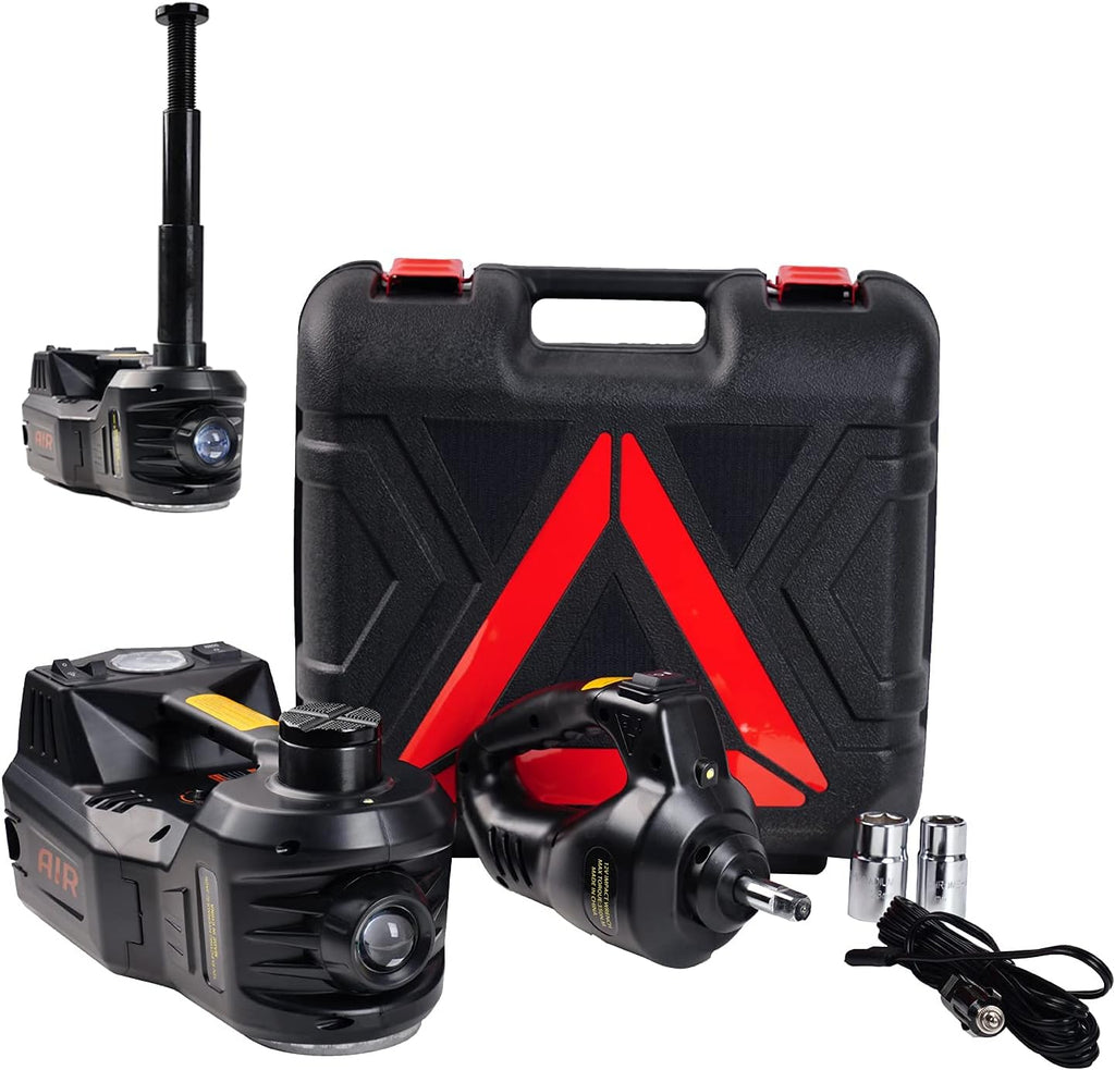 5 Ton 12V Electric Hydraulic Car Jack Kit with Impact Wrench and Tire Inflator Pump F509228