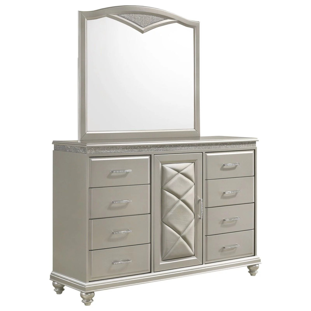 King Panel Bed Dresser Mirror Nightstand Chest Wooden Bedroom Furniture Set Z977
