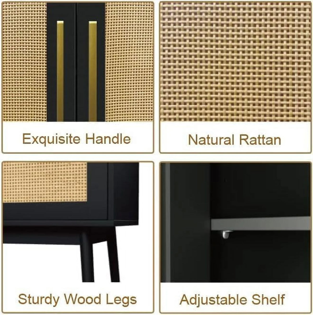 Black Rattan Storage Cabinet Set of 2 H312
