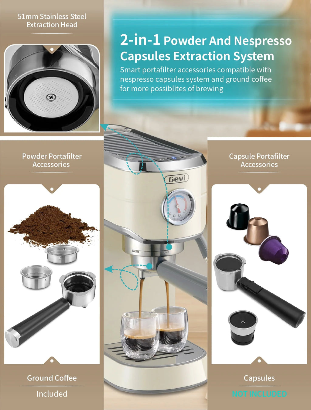 20 Bar Espresso Machine with Burr Coffee Grinder Z785196