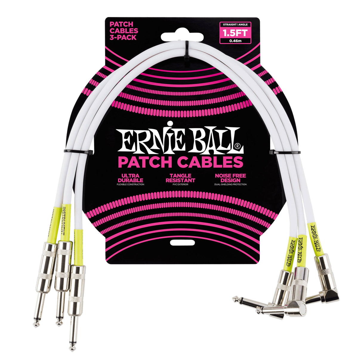 1.5' Straight / Angle Patch Cable 3-Pack - White A836371