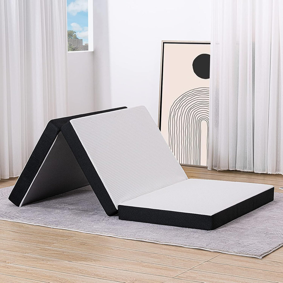 Folding Gel Memory Foam Mattress Topper with Washable Cover F391
