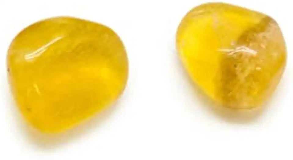 Natural Yellow Fluorite Tumble Set Of 2 Gemstone I961