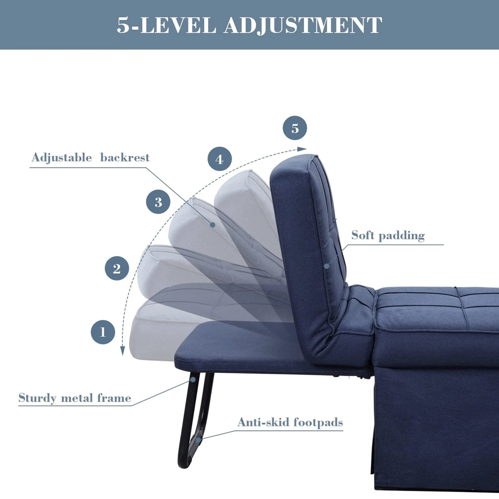 Folding Sofa Bed 4 in 1 Twin Size Grey H5958