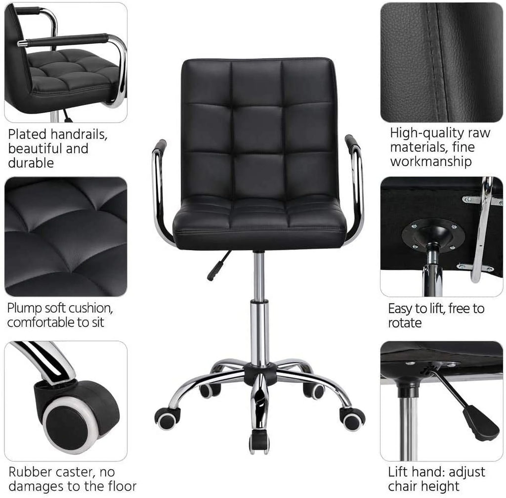 Black Faux Leather Desk Chair with Arms X922365