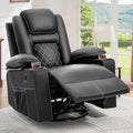 Black Faux Leather Swivel Rocker Recliner Chair with Massage & Heat V443705
