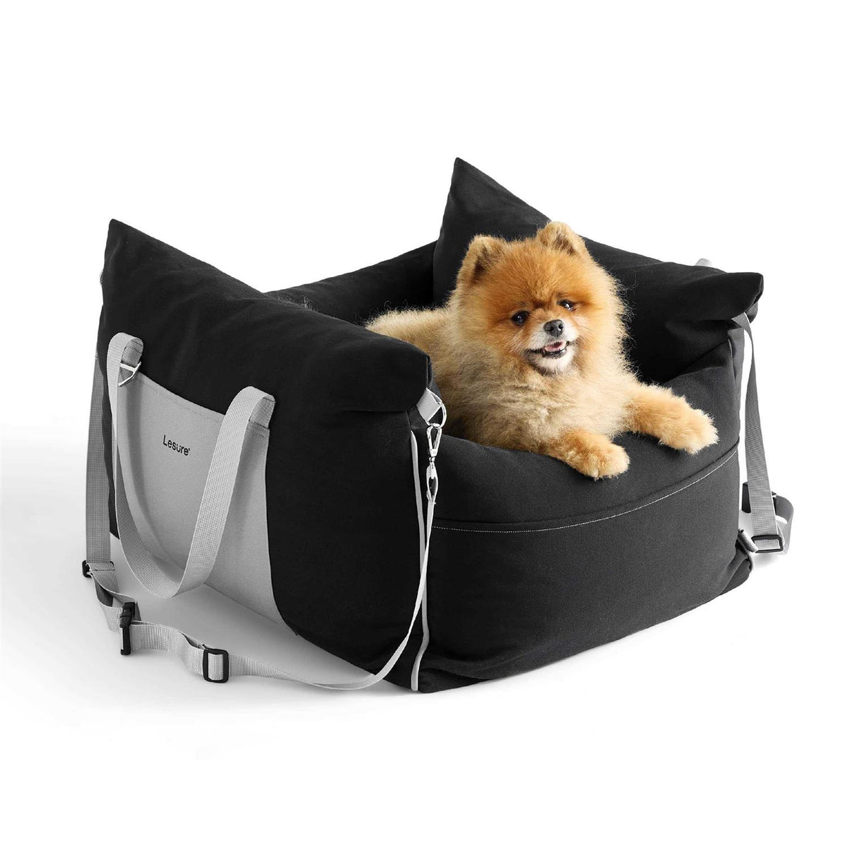 Small Dog Car Seat with Storage Pockets and Safety Leash D75462