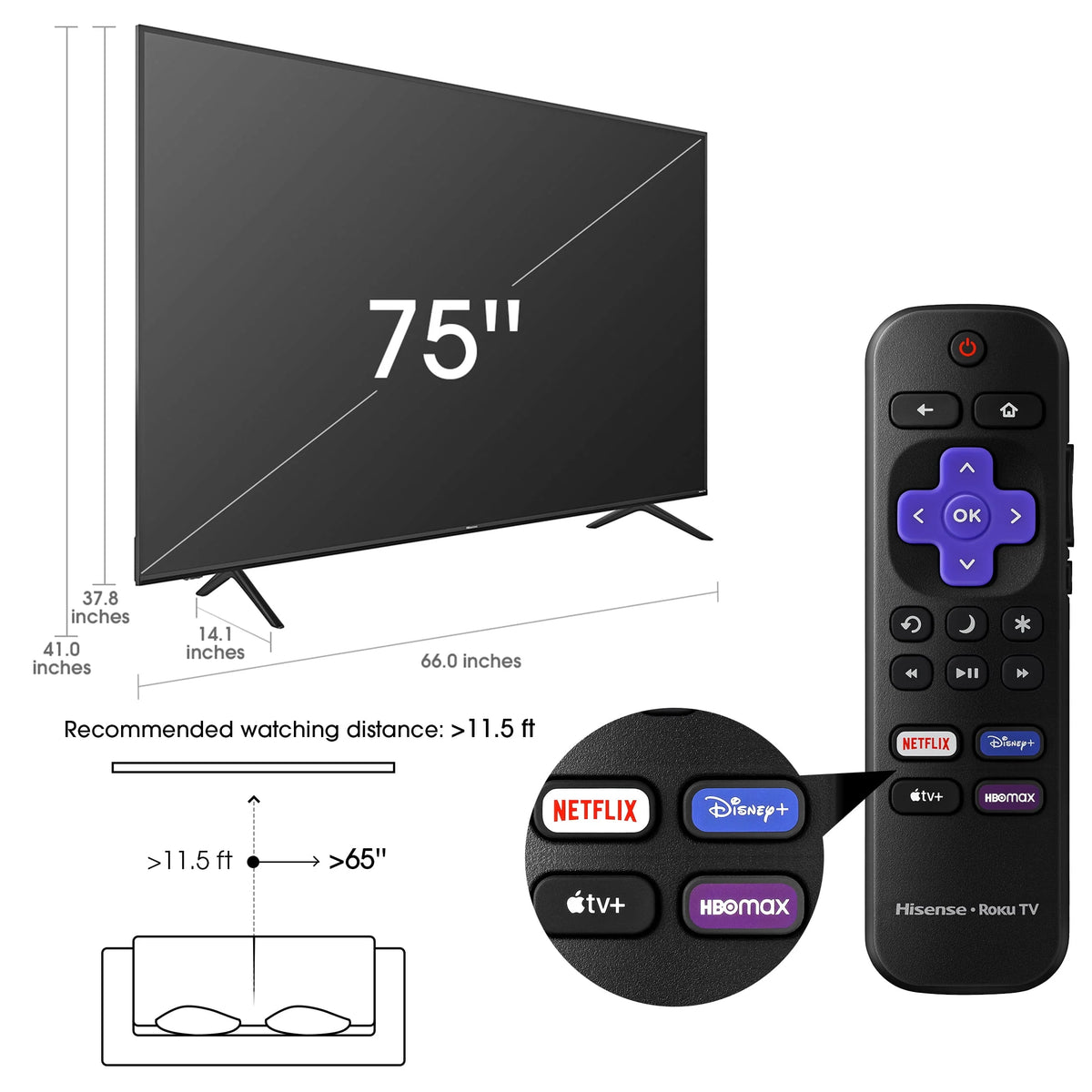 75 Class 4K UHD LED LCD Smart TV HDR N94348