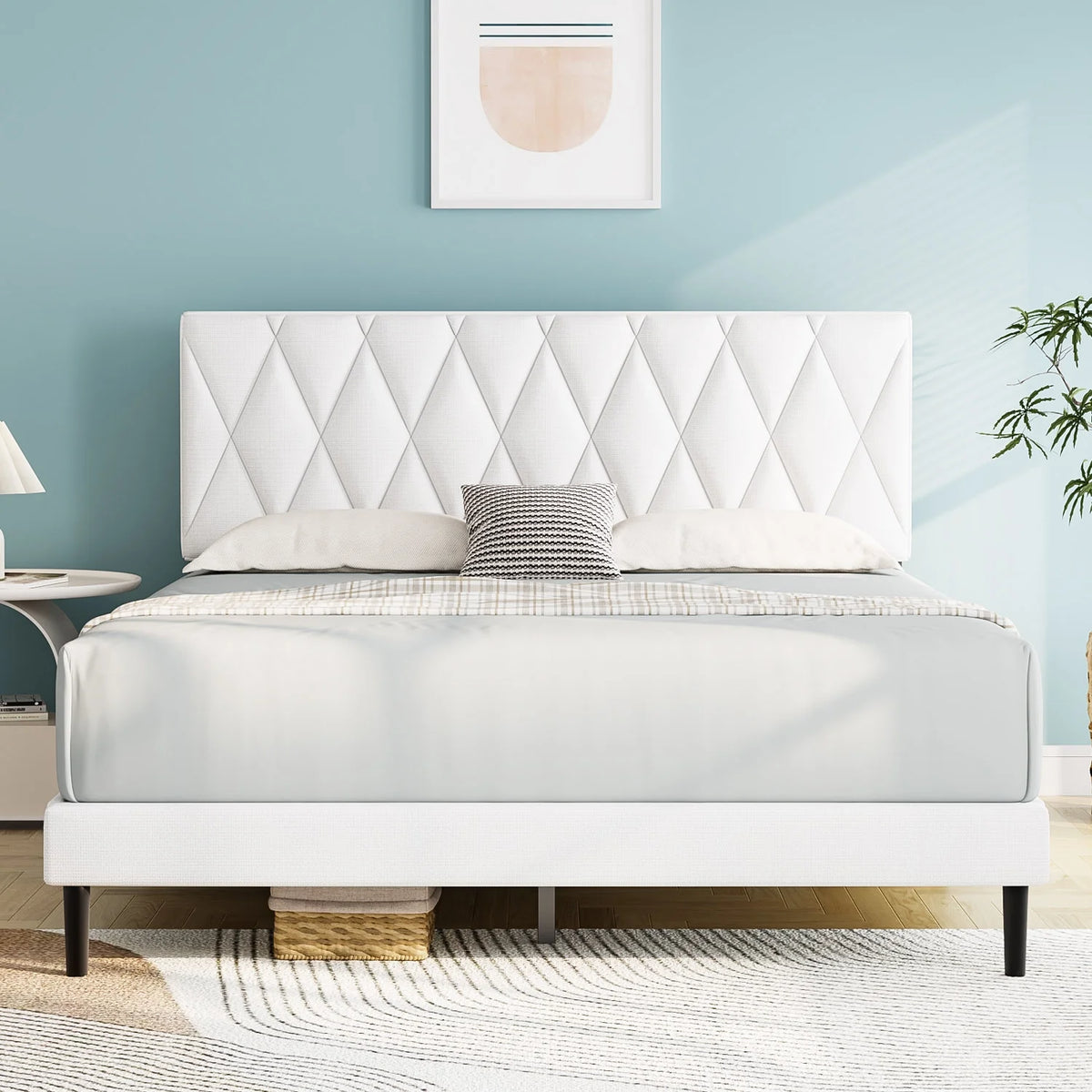 Queen Size Upholstered Platform Bed Frame V93488