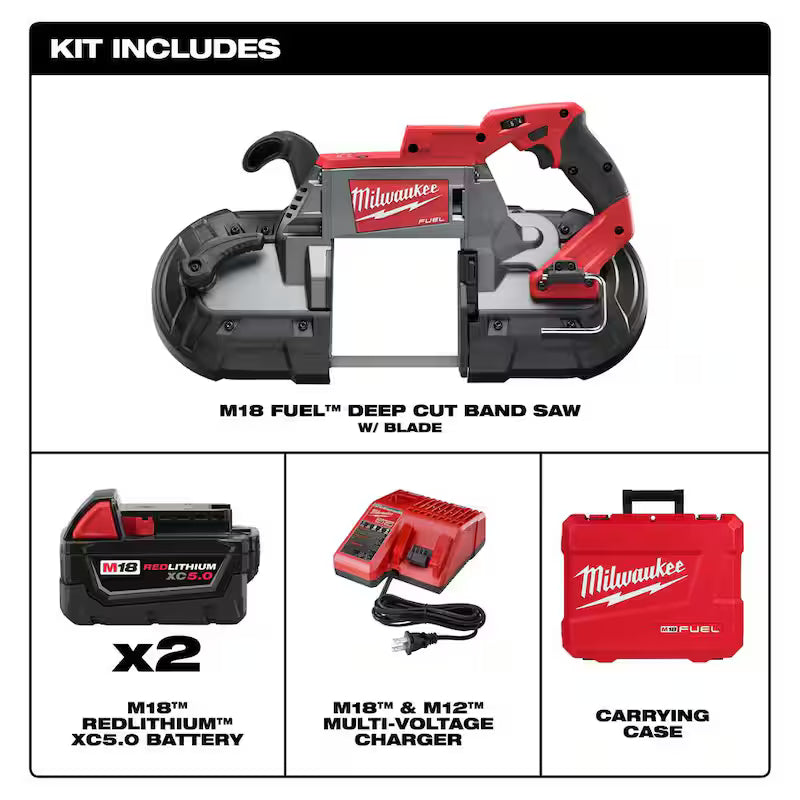 18-V Lithium-Ion Brushless Cordless Deep Cut Band Saw with Two 5.0Ah Batteries C145777