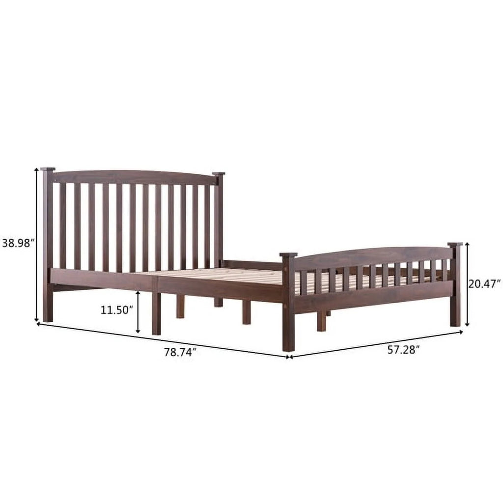 Full Size Pine Wood Platform Bed Frame with Headboard U29257