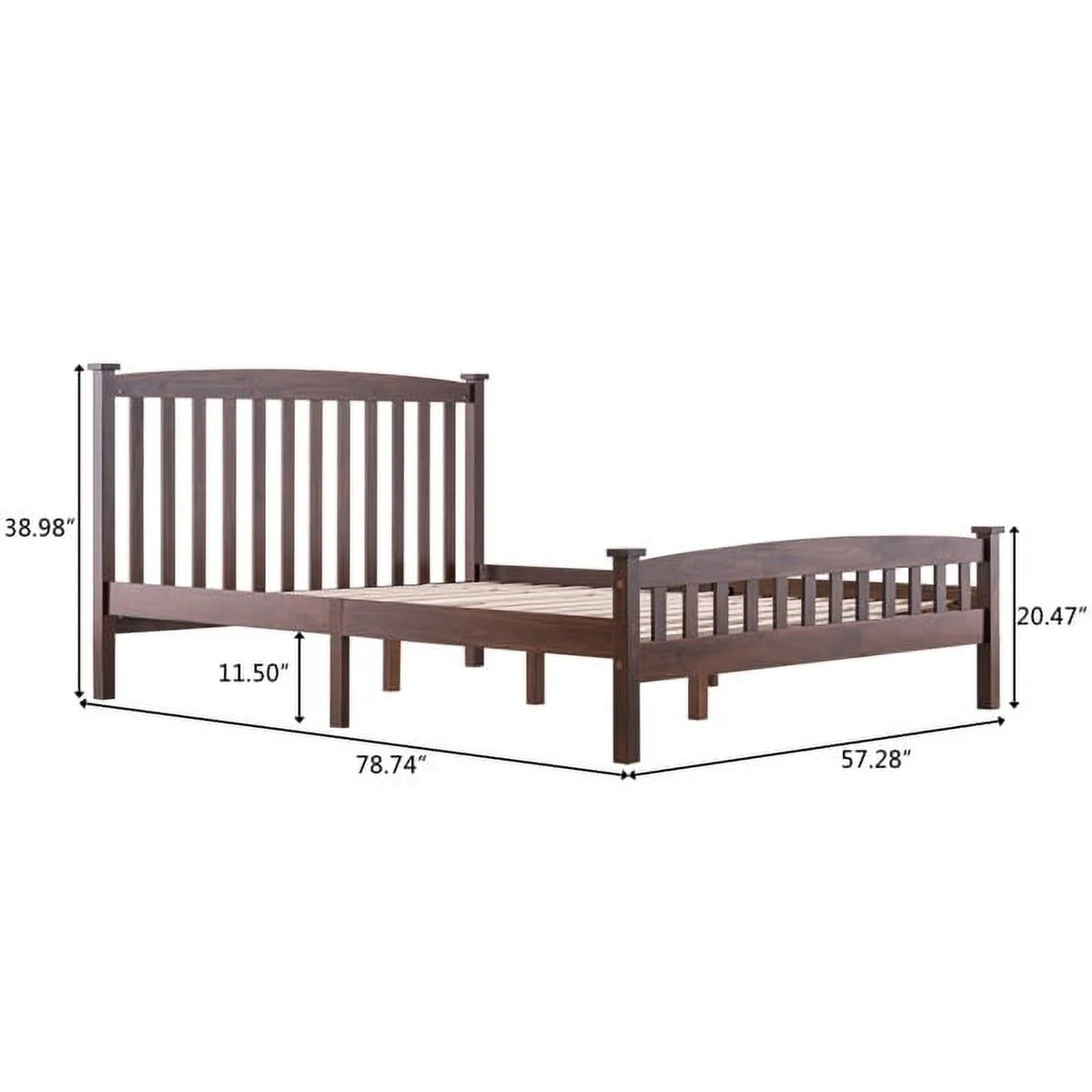 Full Size Pine Wood Platform Bed Frame with Headboard U29257