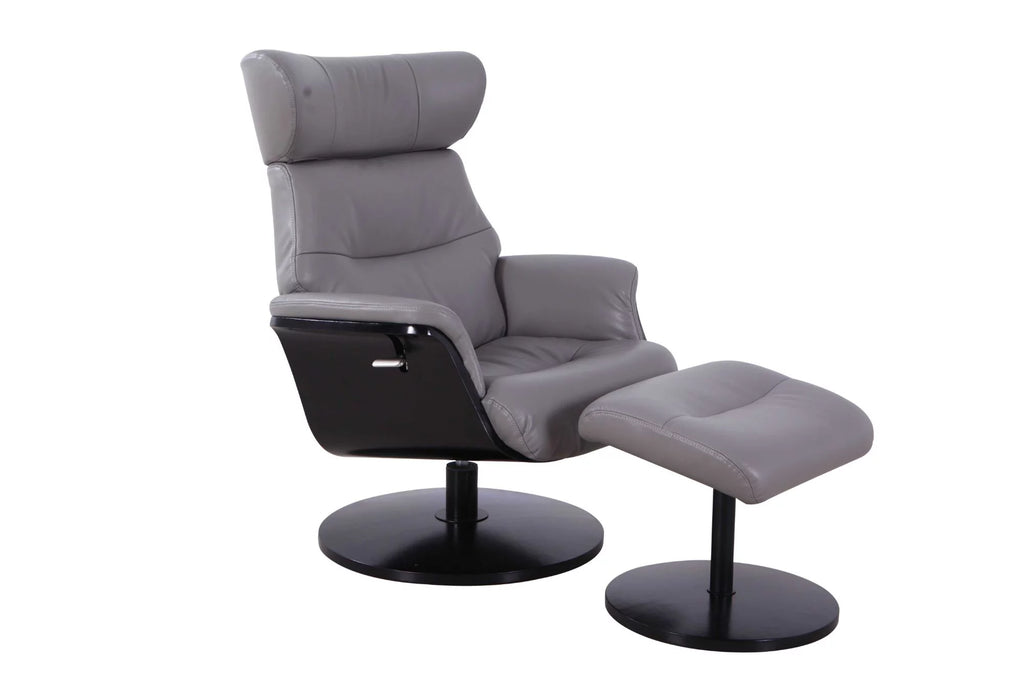 Gray and Black Recliner Chair with Ottoman O1966