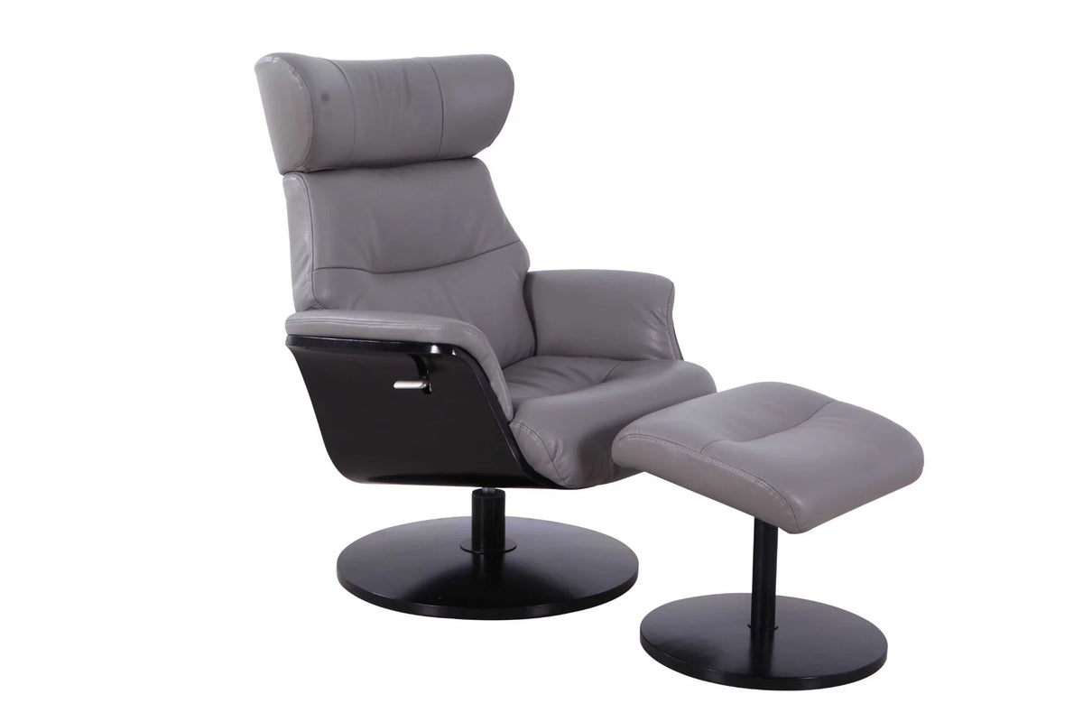 Gray and Black Recliner Chair with Ottoman O1966
