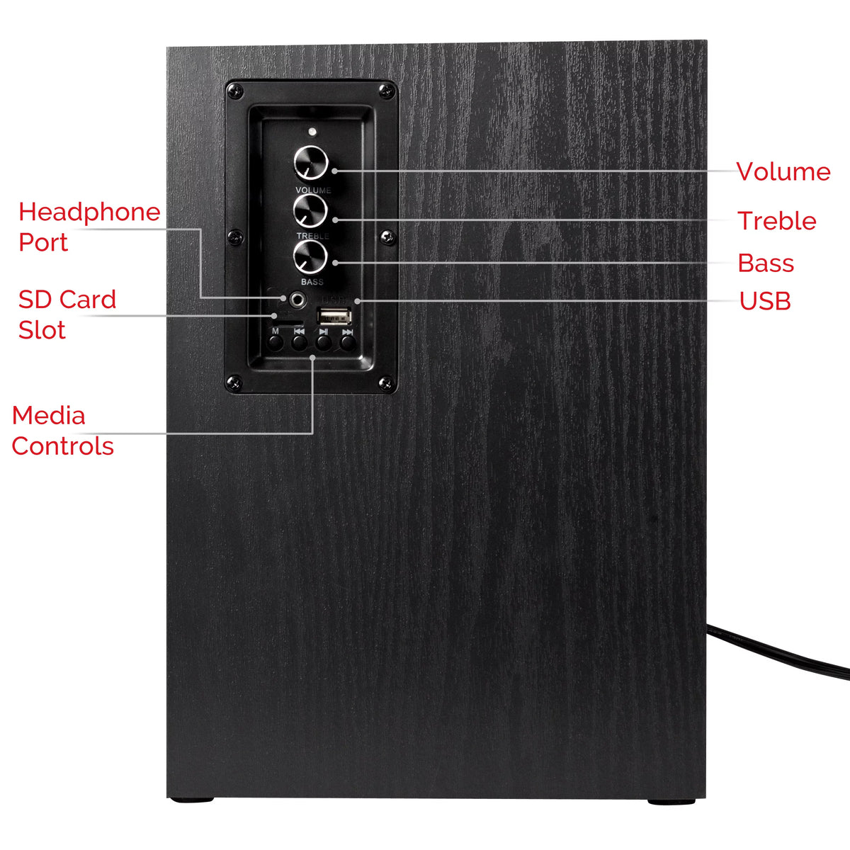 Black 5 Inch Powered Bluetooth Bookshelf Speakers Z850671