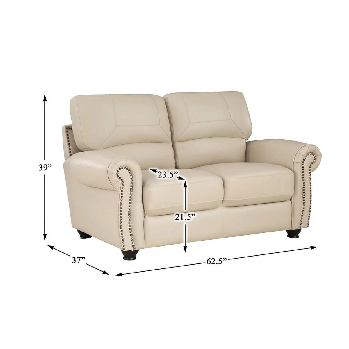 Leather 2-Piece Upholstered Sofa Set in Cream H578