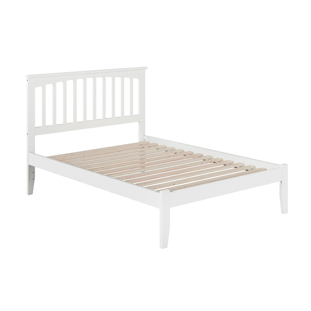 White Full Platform Bed with Open Foot Board T78725
