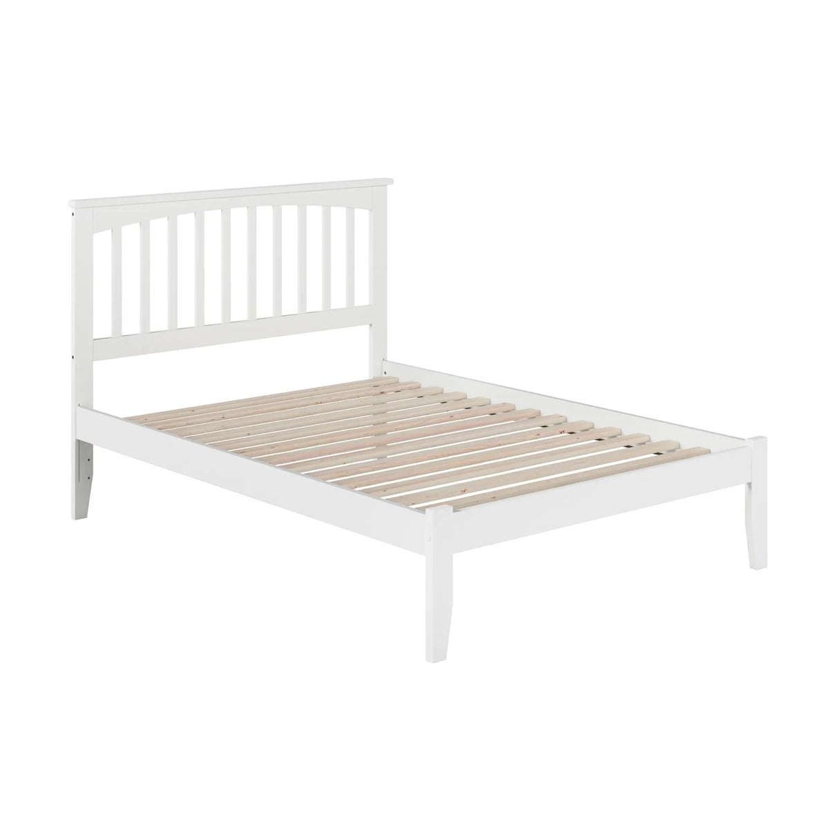 White Full Platform Bed with Open Foot Board T78725