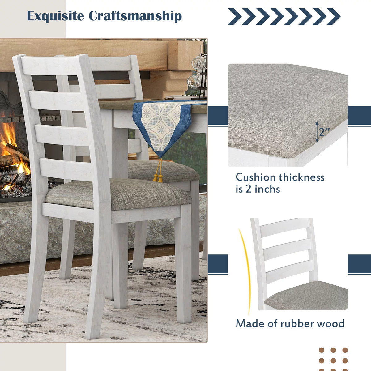6-Piece Dining Table Set with 4 Upholstered Chairs and Bench F942