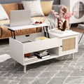 Lift Top Coffee Table with Hidden Compartment White L595