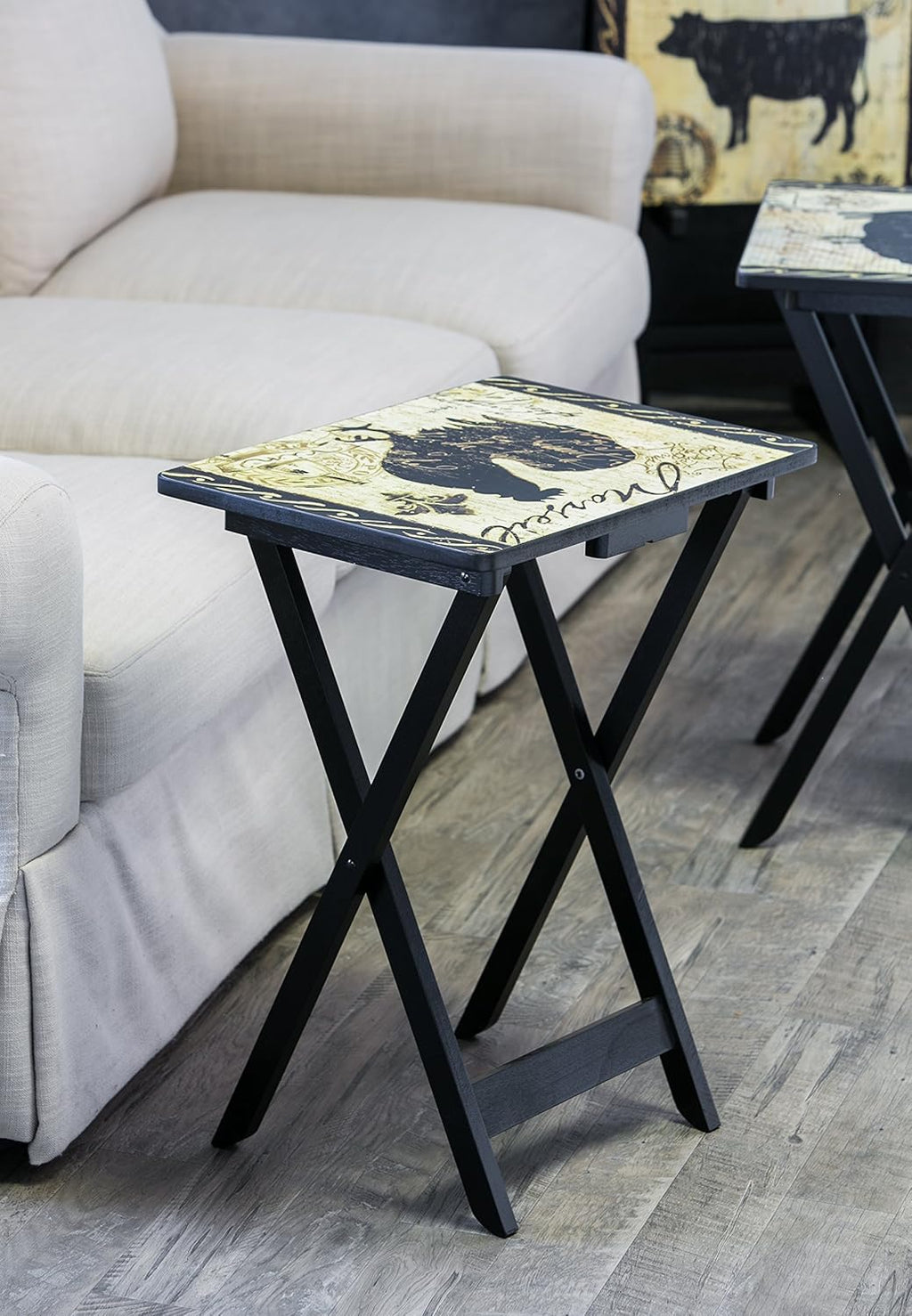 Farmhouse TV Trays with Stand, Set of 4 H8841