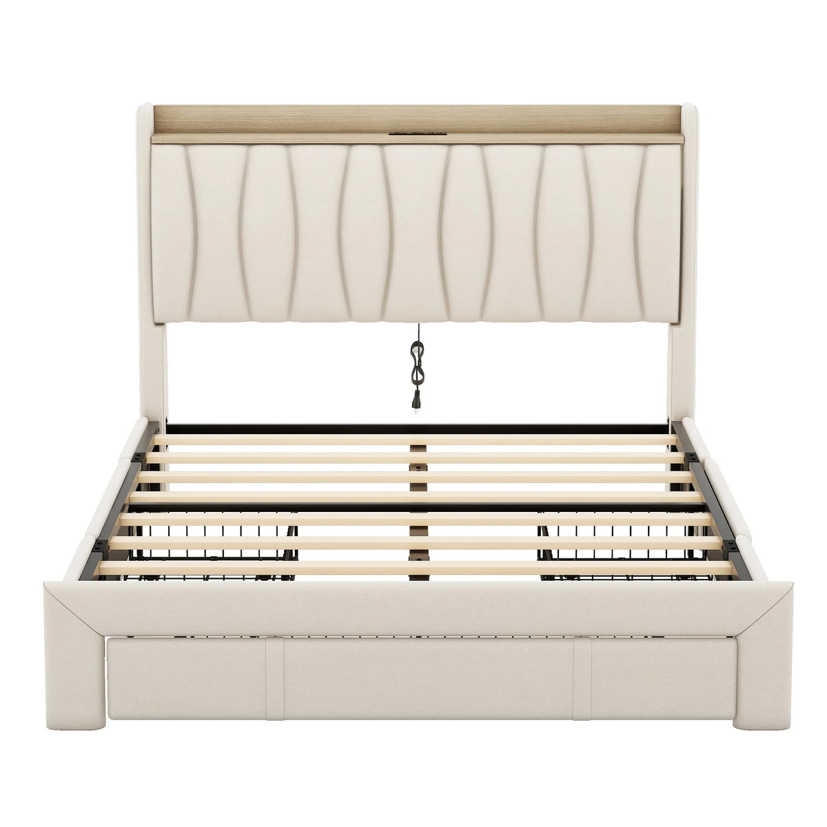 Queen Size Upholstered Platform Bed Frame with 3 Drawers Z9739
