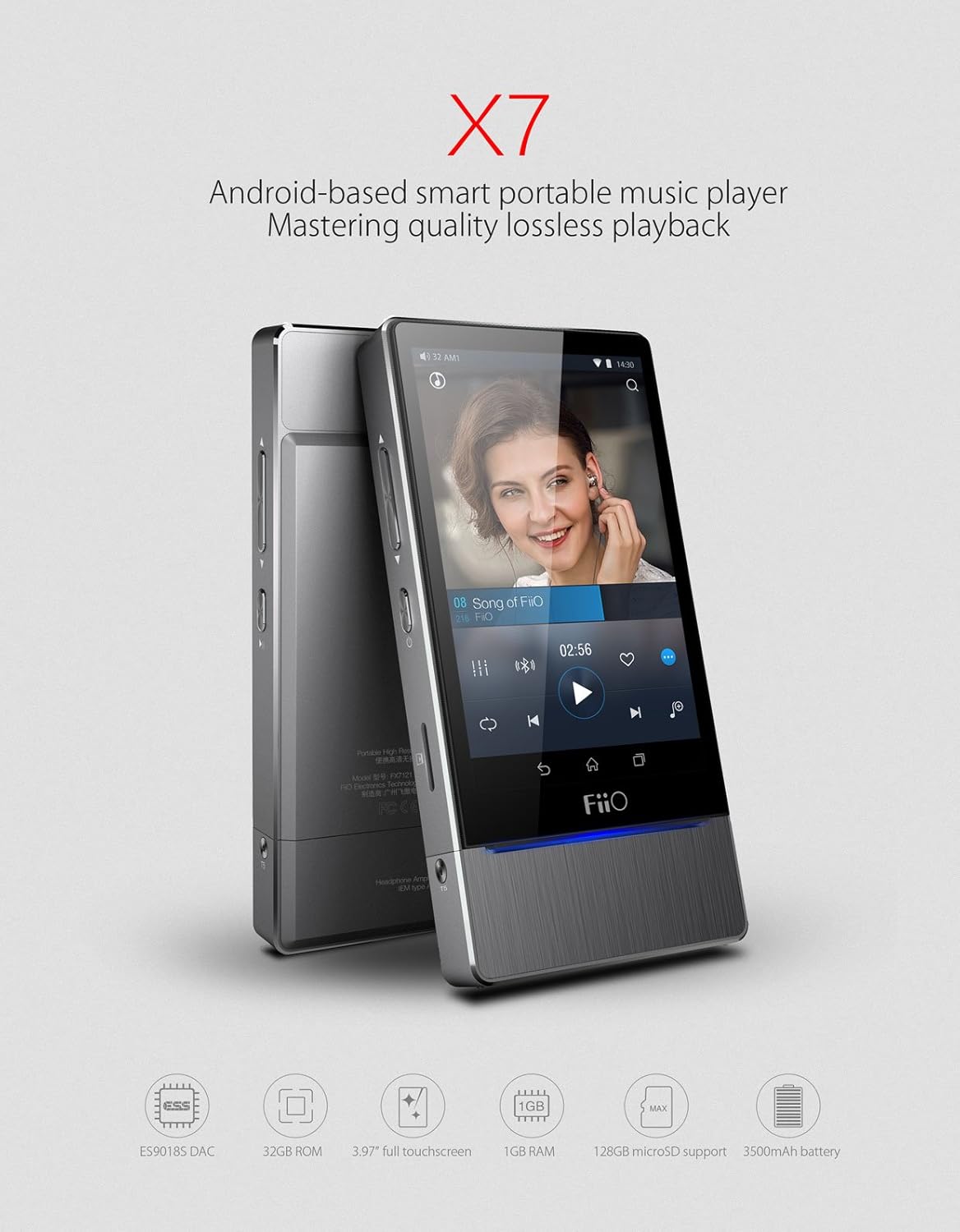 High Resolution Audio Player with Amp Module, Leather Case and Coaxial Audio Cable U416