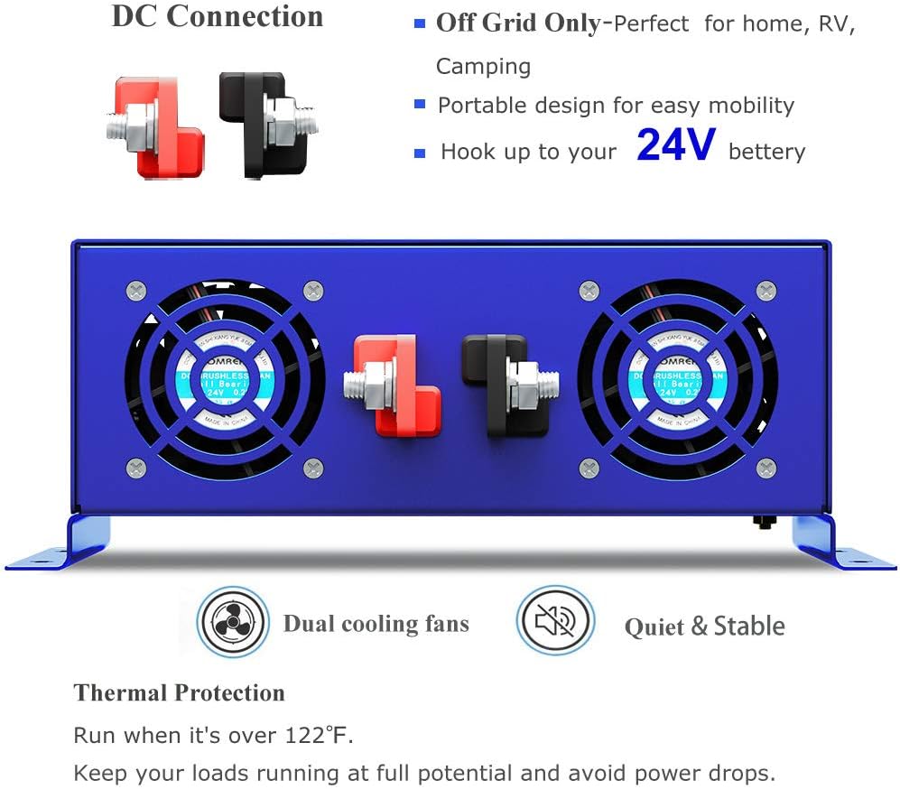 3000W Pure Sine Wave Power Inverter 24V DC to 110V 120V AC U46605