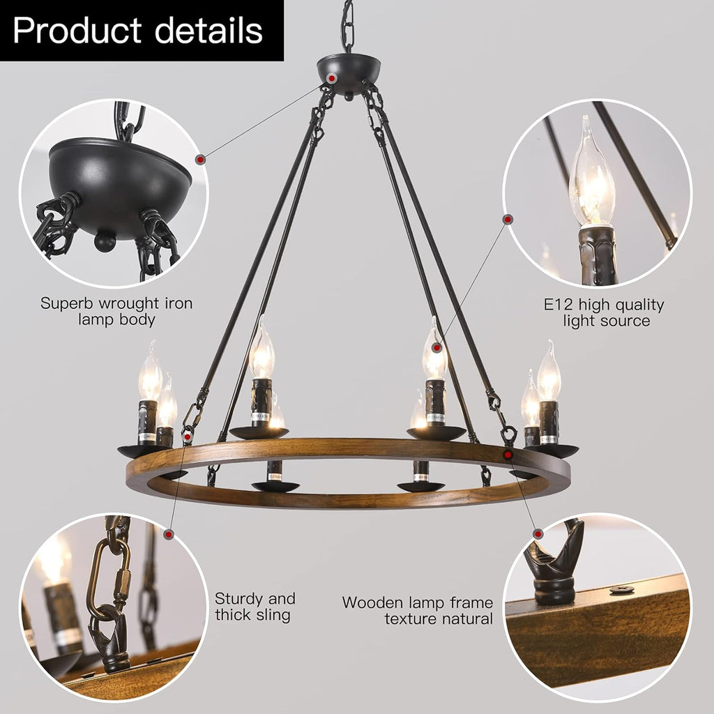 8-Lights Wagon Wheel Chandelier F99791