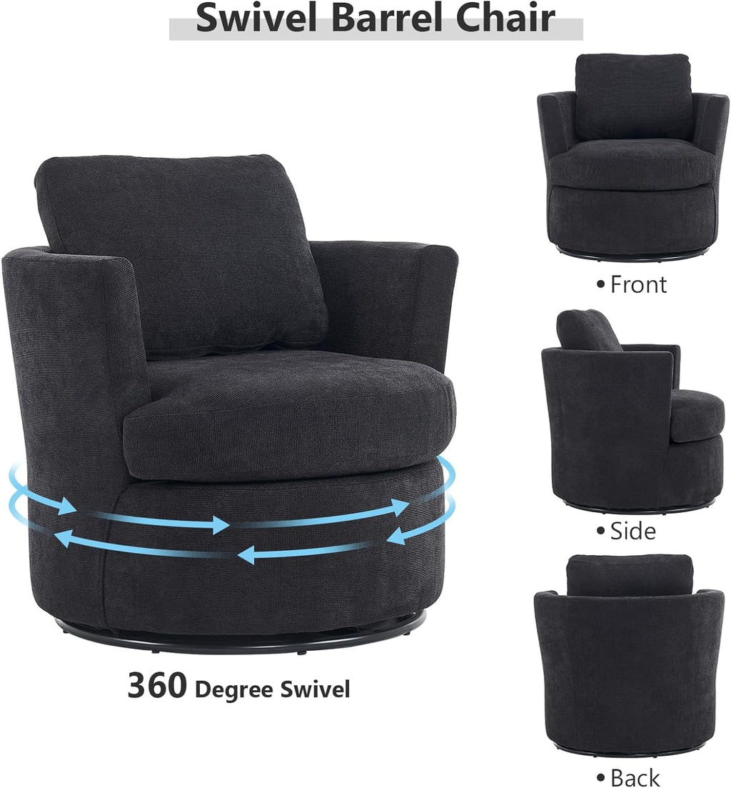 Black Upholstered Swivel Accent Chair T2301