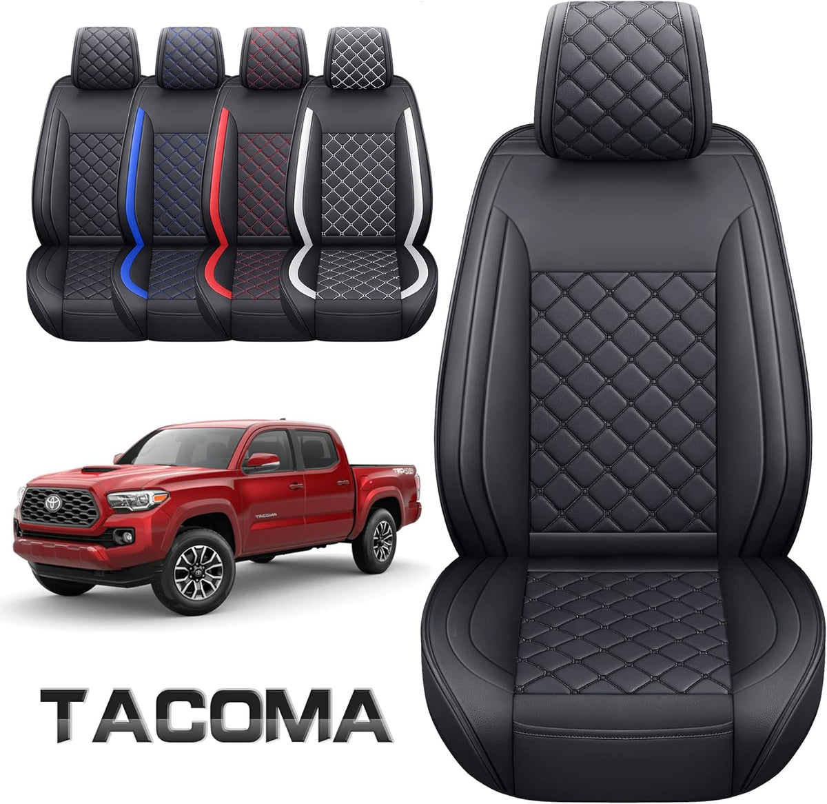 Army Green Waterproof Faux Leather Seat Covers, 2 PCS Front U8416