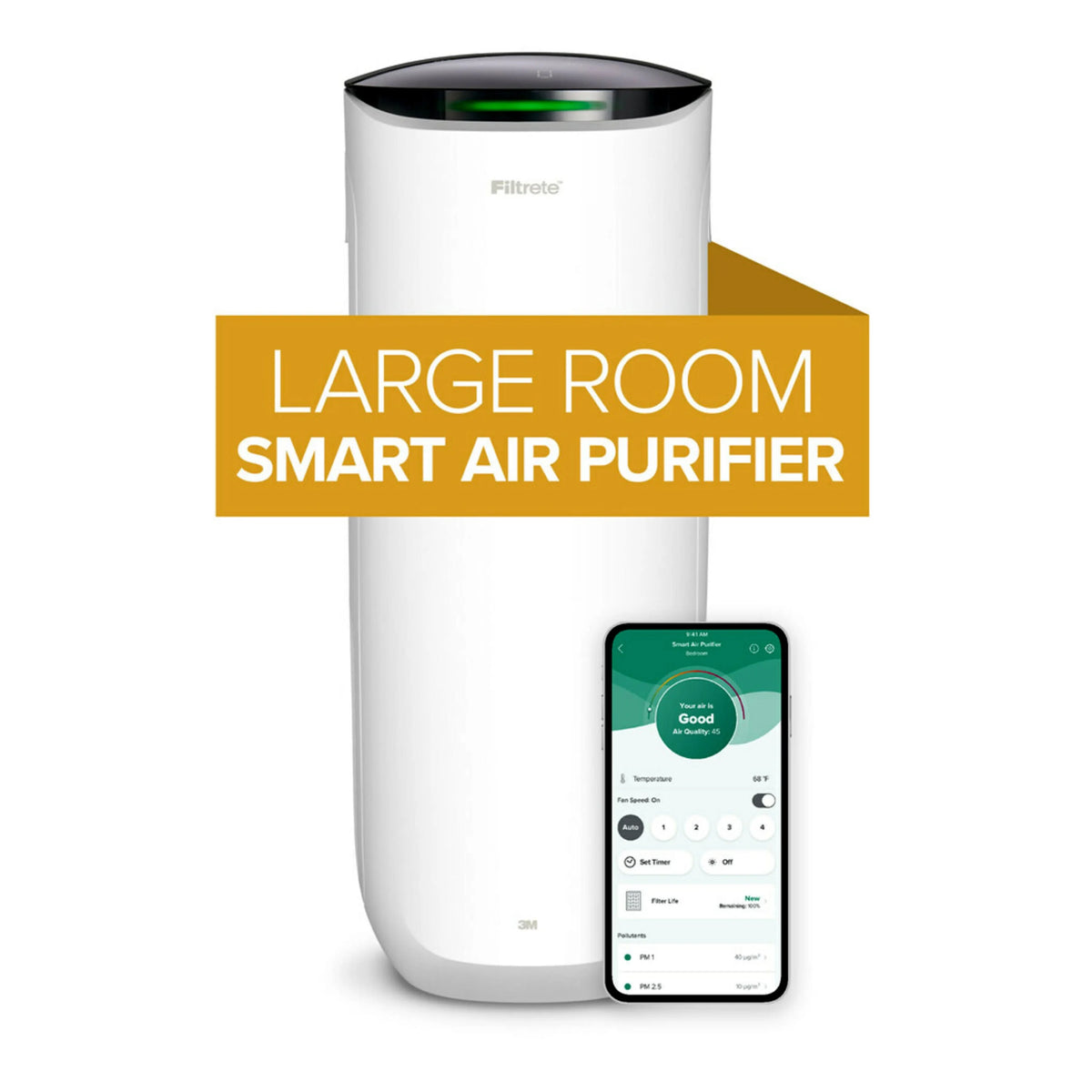 Large Air Purifier, White, Carbon True HEPA E874
