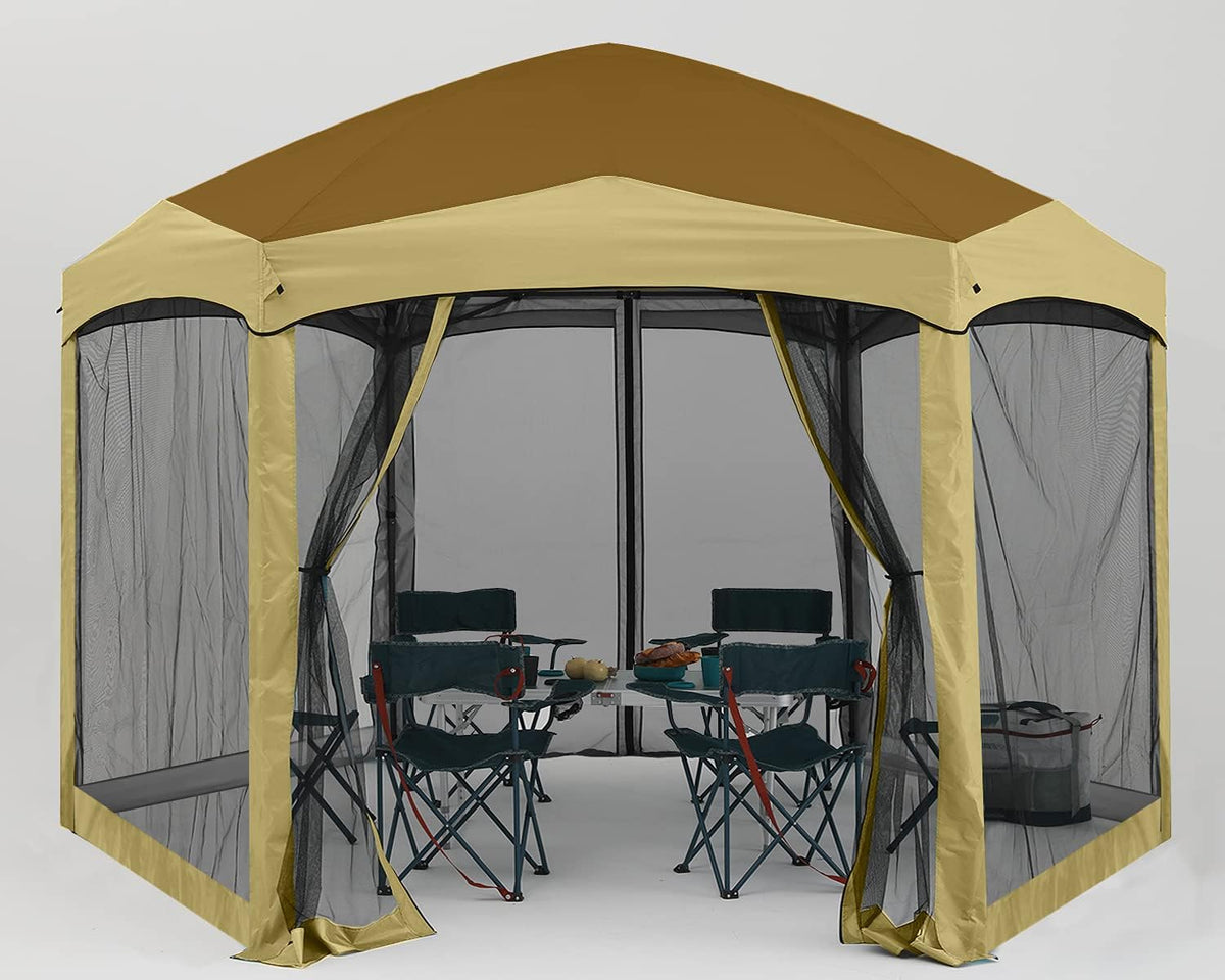 Pop Up 6 Sided Instant Screened Canopy Tent 12x10Ft White H660