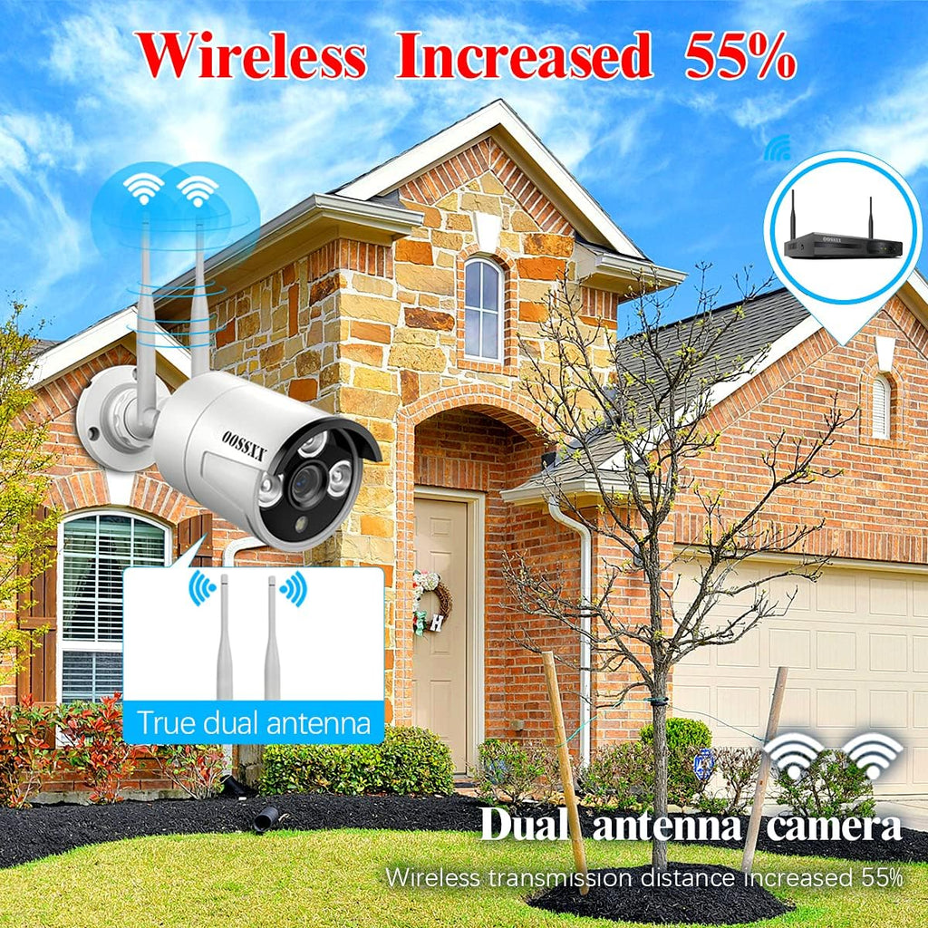 2K Wireless Security Camera System with 2TB Hard Drive, 4Pcs Outdoor Cameras T91711