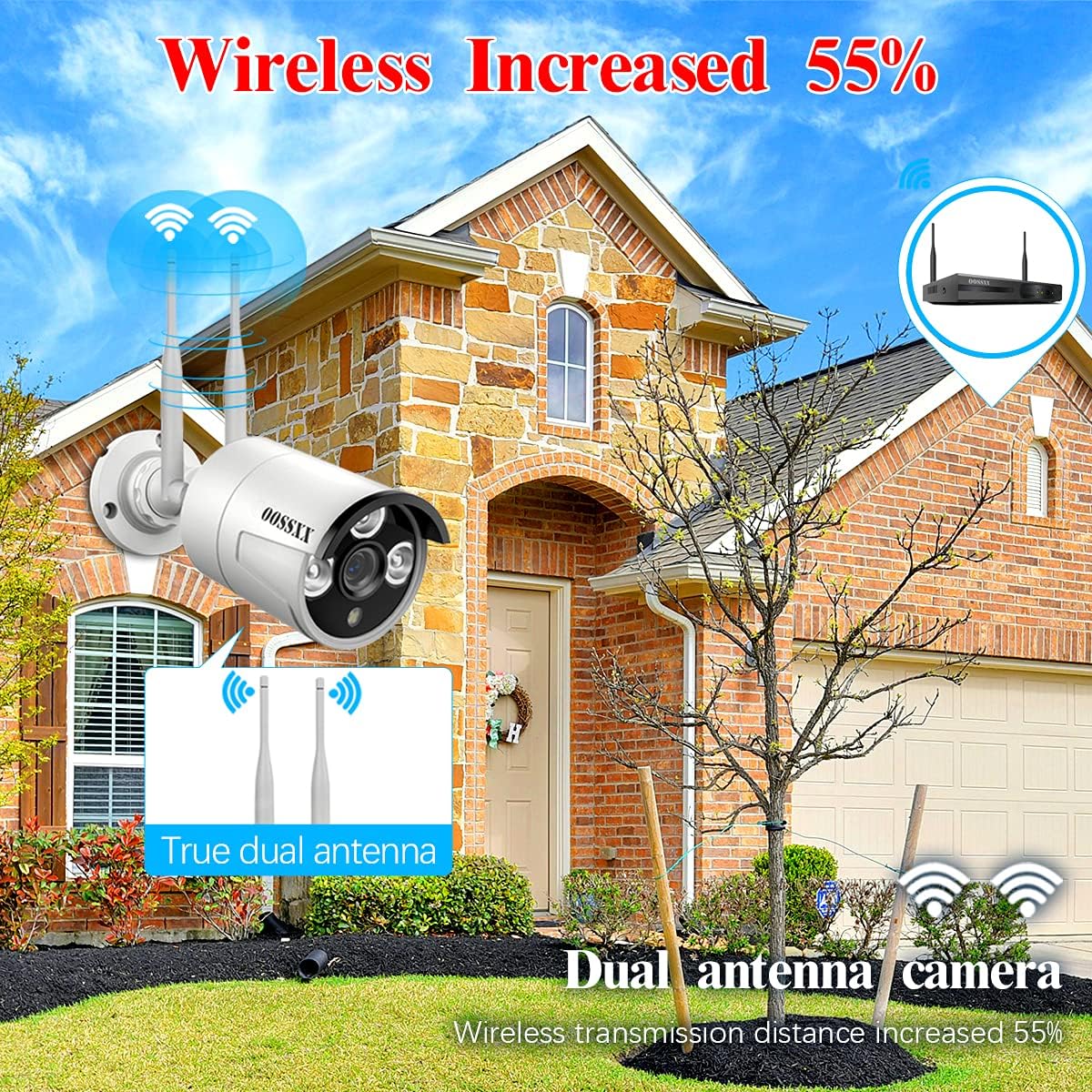 2K Wireless Security Camera System with 2TB Hard Drive, 4Pcs Outdoor Cameras T91711