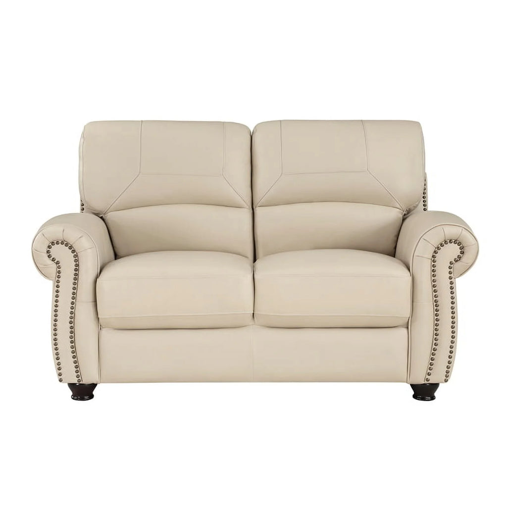 Leather 2-Piece Upholstered Sofa Set in Cream H578