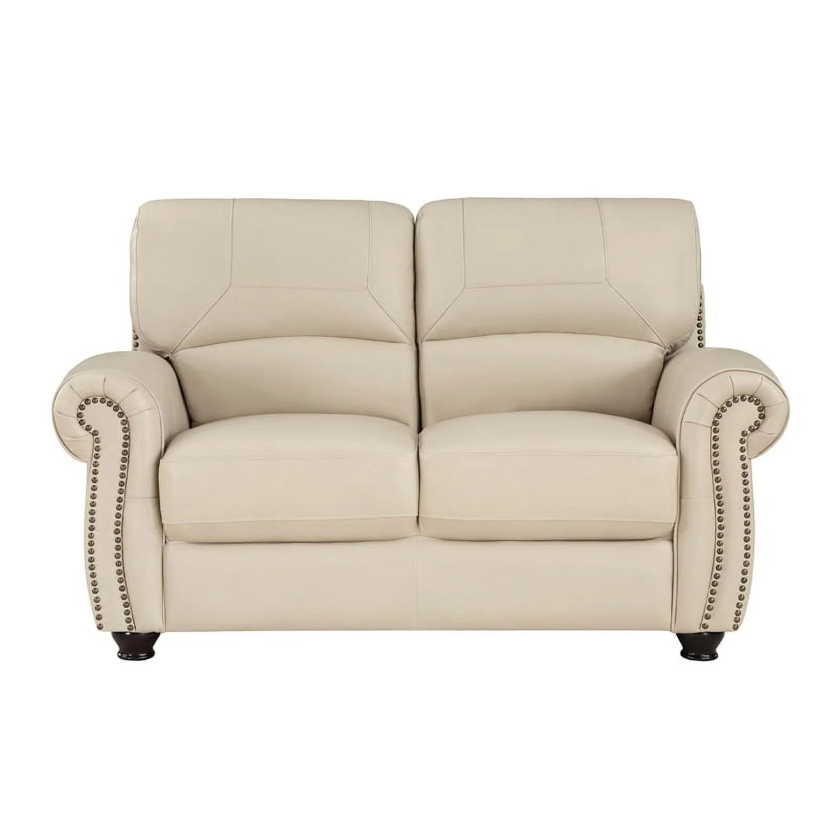 Leather 2-Piece Upholstered Sofa Set in Cream H578