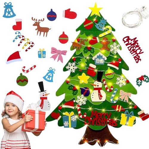 3ft Felt Christmas Tree Set with 32 Ornaments & LED String Light N1759