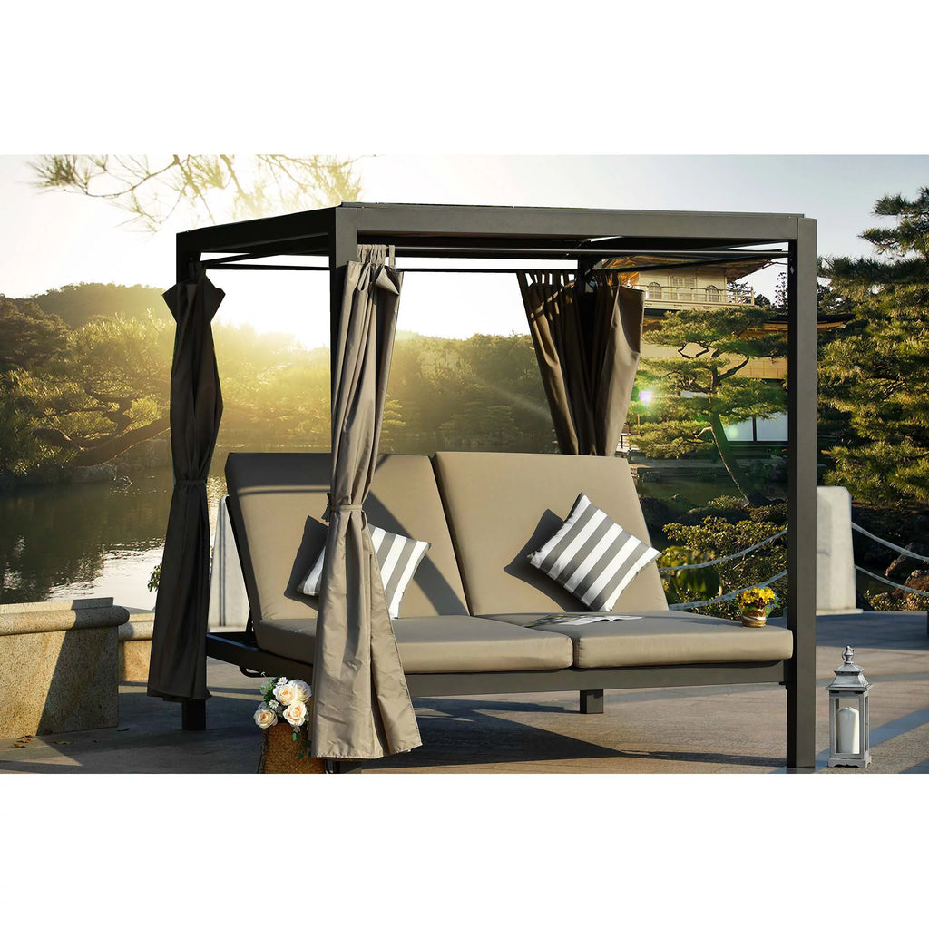 Gray Outdoor Patio Daybed with Canopy S3363