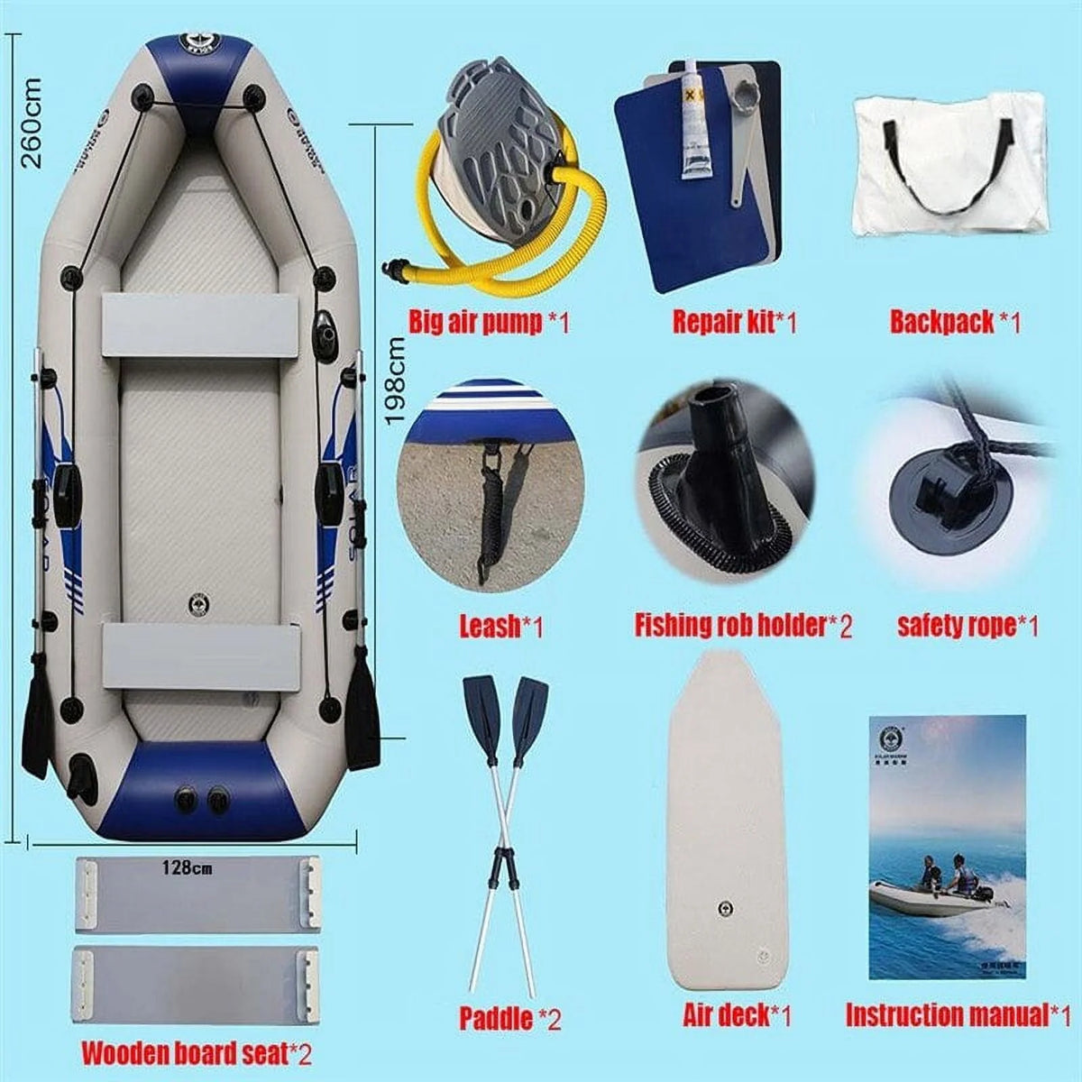 3 Person PVC Inflatable Boat Set D89461